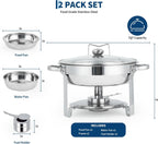 Stainless Steel Buffet Chafing Dish Set with Glass Lid 6 Qt