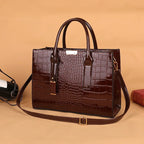 Women's Solid Color PU Leather Shoulder Tote Bag