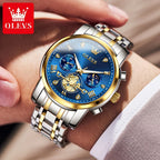 Men's Quartz Skeleton Chronograph Watch with Moon Phase