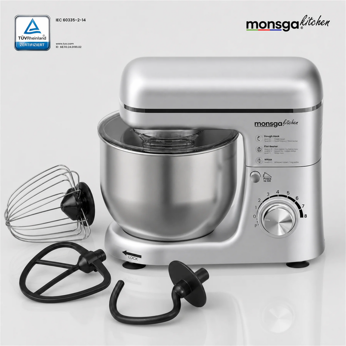 Electric 8-Speed Tilt-Head Stand Mixer and Blender 1000W