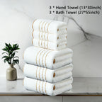 Soft Absorbent Polyester Bath Towel Set with Gold Accents