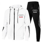Men's Zip-Up Hooded Sweatshirt and Pants Two Piece Set