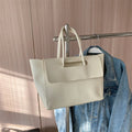 Women's Solid Color PU Leather Handbag Shoulder Tote Bag