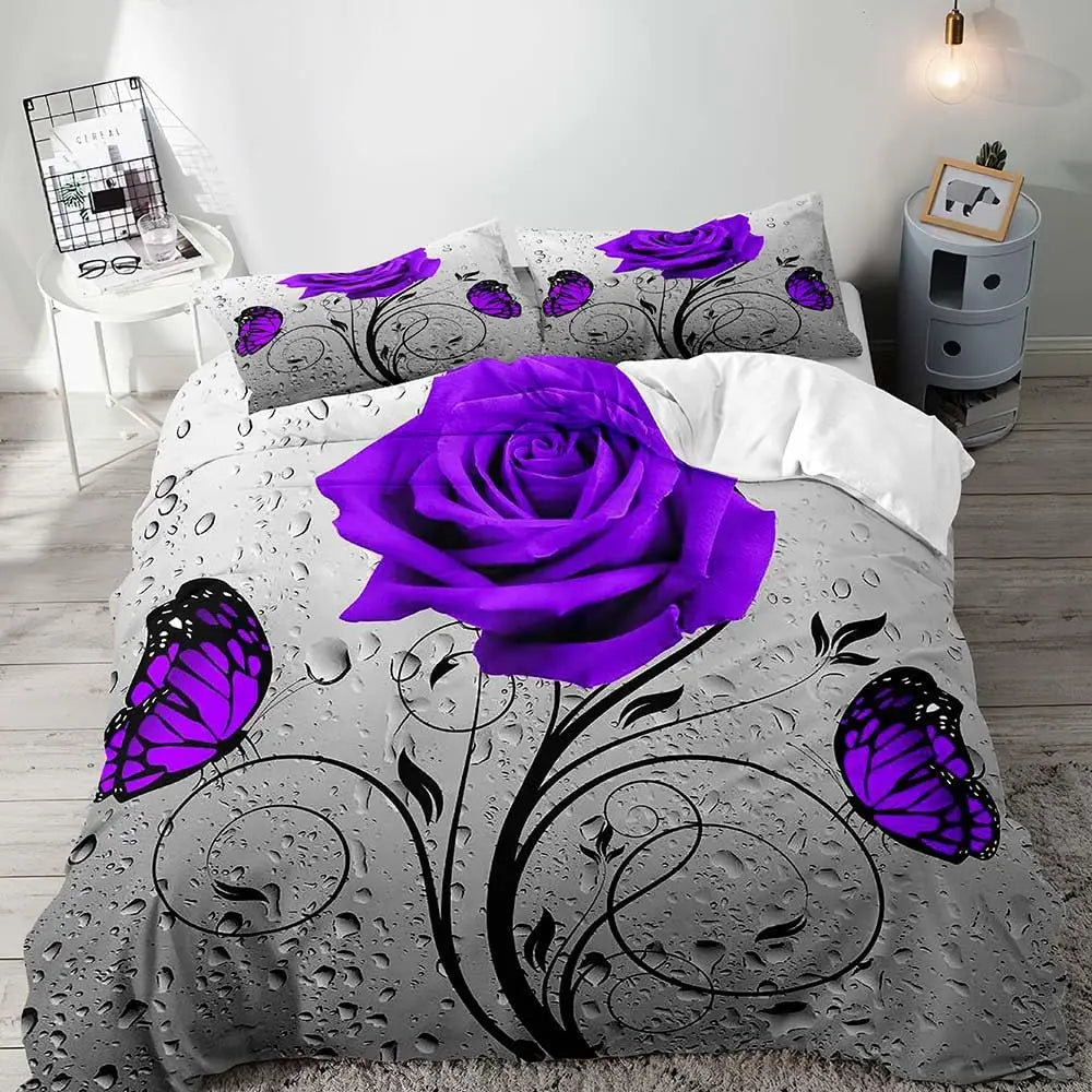Gothic Floral Duvet Cover Set with Pillowcases