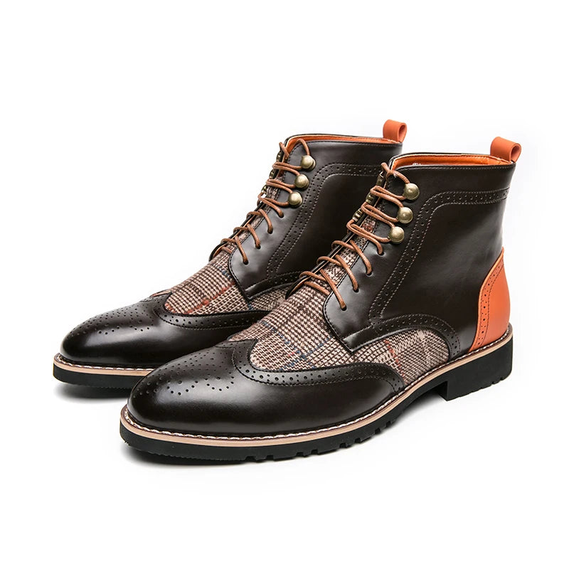 Men's Colorblock Lace-Up Combat Boots