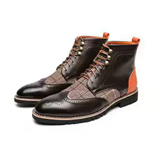 Men's Colorblock Lace-Up Combat Boots