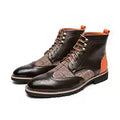 Men's Colorblock Lace-Up Combat Boots