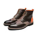 Men's Colorblock Lace-Up Combat Boots