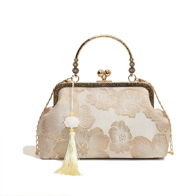 Women's Luxury Embroidered Floral Evening Clutch Bag