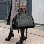 Women's Crocodile Pattern PU Leather Shoulder Tote Bag