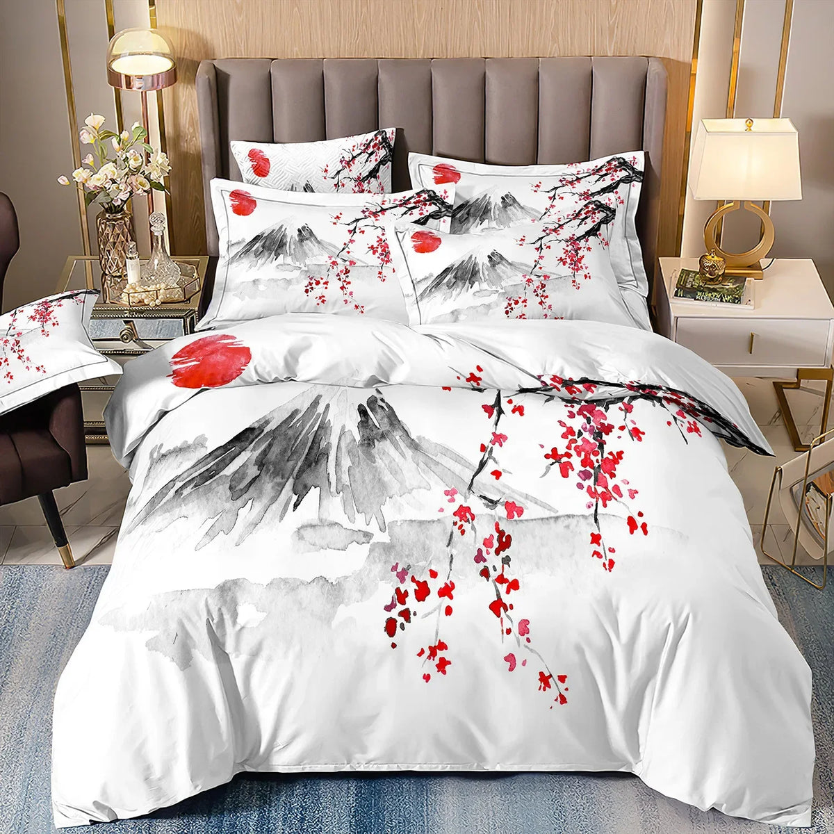 Japanese Ukiyo-e Wave Print Duvet Cover Set