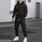 Men's Two-Piece Hooded Jogging Suit Fleece Zip Sweatshirt