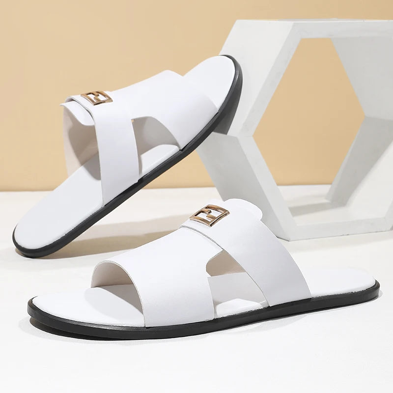 Men's Summer Metal Buckle Slip-On Flat Slippers