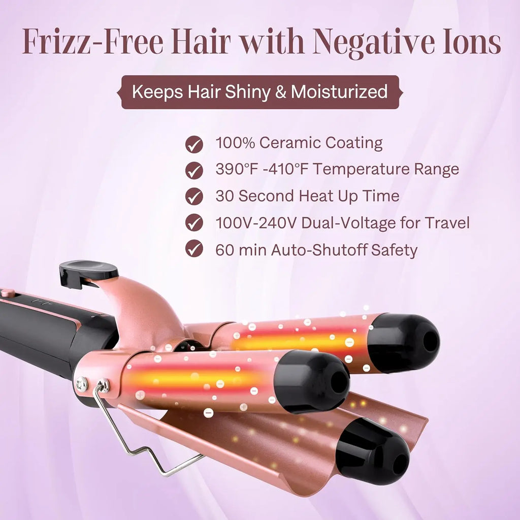 5-in-1 Interchangeable Curling Iron Set with 3 Barrel Crimper