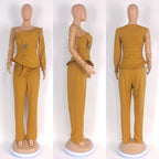 Women's Mesh Shirt and Wide Leg Pants Two-Piece Set yj129