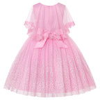 Girls' Princess Ball Gown Dress with Bow and Lace