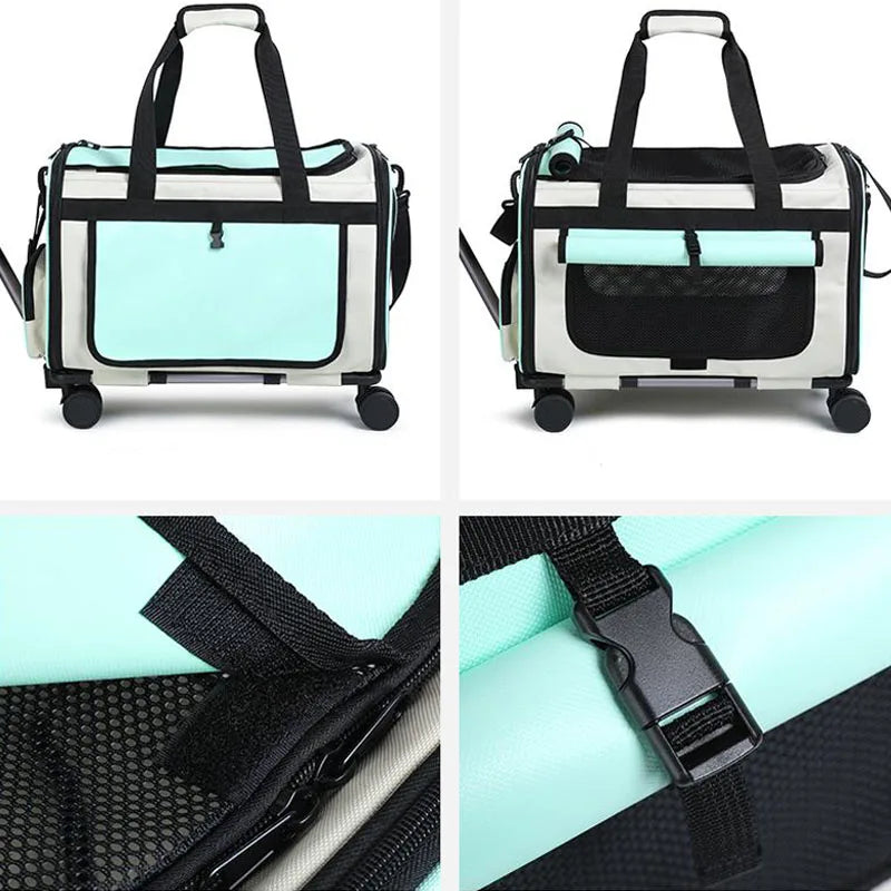 Large Capacity Pet Trolley Travel Carrier Bag for Dogs Cats
