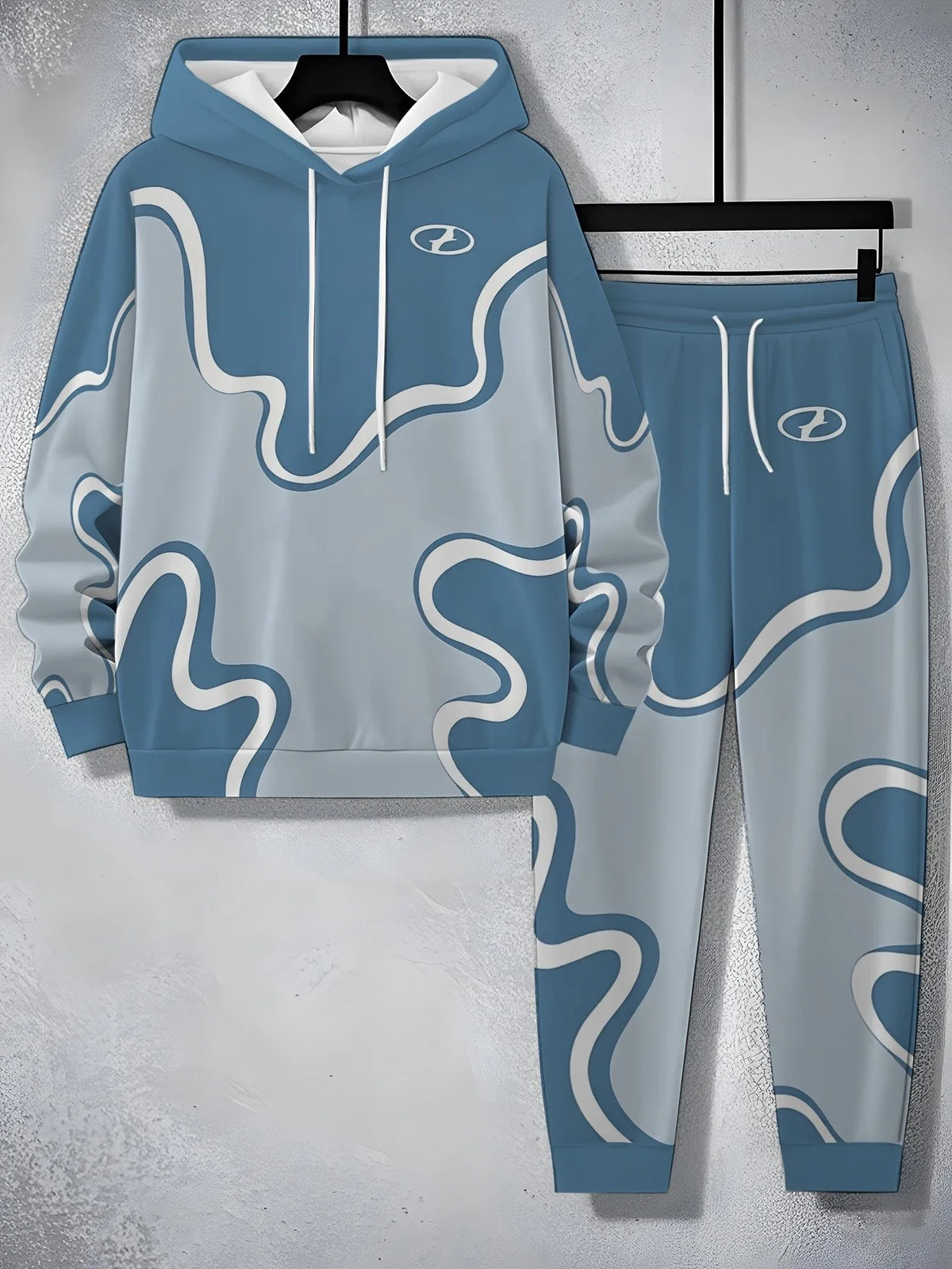 Men's Casual 3D Pattern Print Hoodie Tracksuit Set