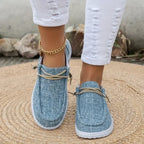 Women's Solid Lace-Up Flat Loafers Comfortable Casual Shoes