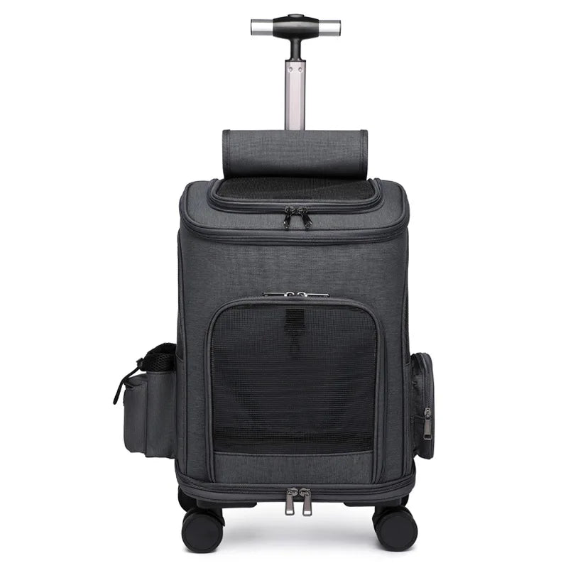 Large Capacity Pet Rolling Backpack Travel Carrier Suitcase