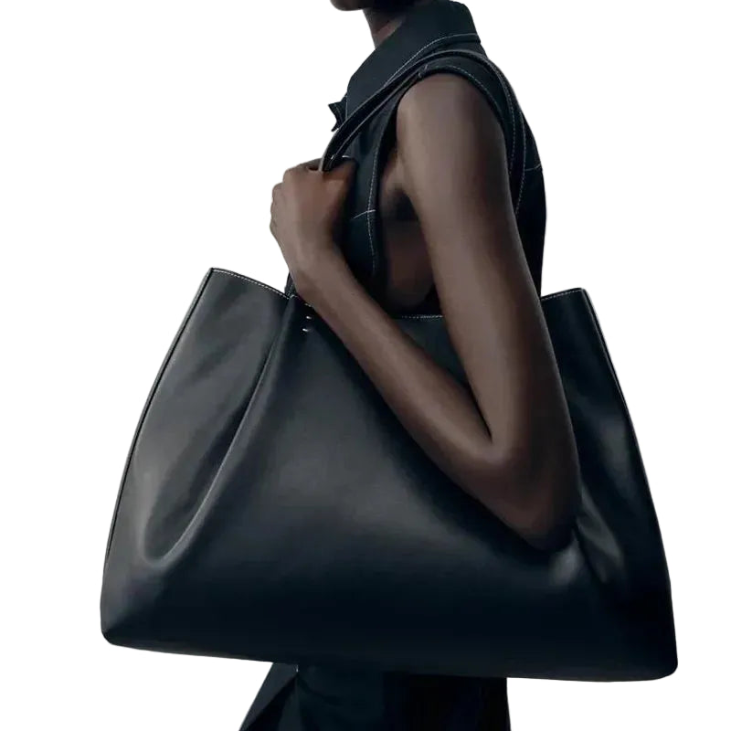 Women's Solid Color PU Leather Handbag Shoulder Tote Bag