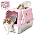 Enclosed Stainless Steel Cat Litter Box for Cats