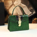 Women's Crocodile Pattern Genuine Leather Handbag Shoulder Tote Bag