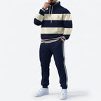 Men's 3D Striped Pattern Print Hoodie and Pants Two-Piece Set