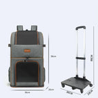 Dual Compartment Pet Trolley Backpack Carrier for Dogs Cats