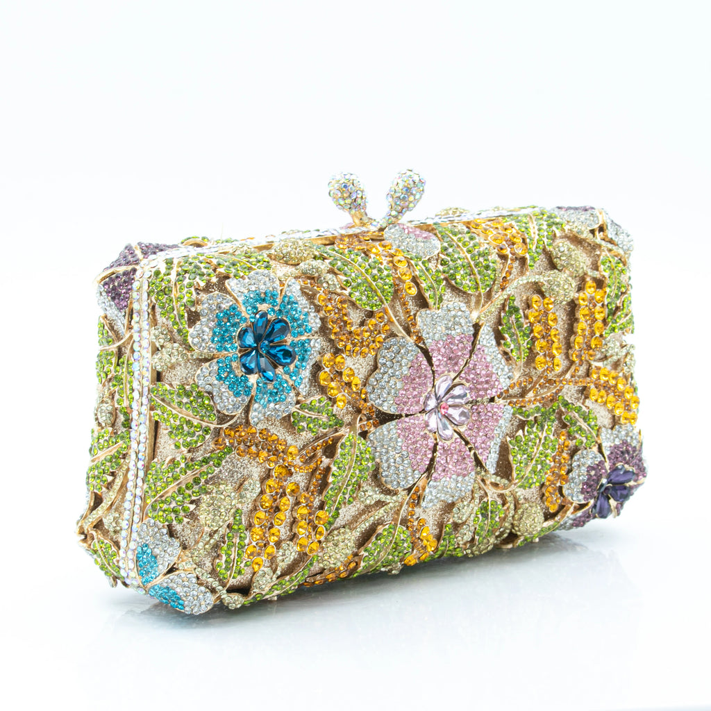 Women's Luxury Floral Rhinestone Evening Clutch Bag