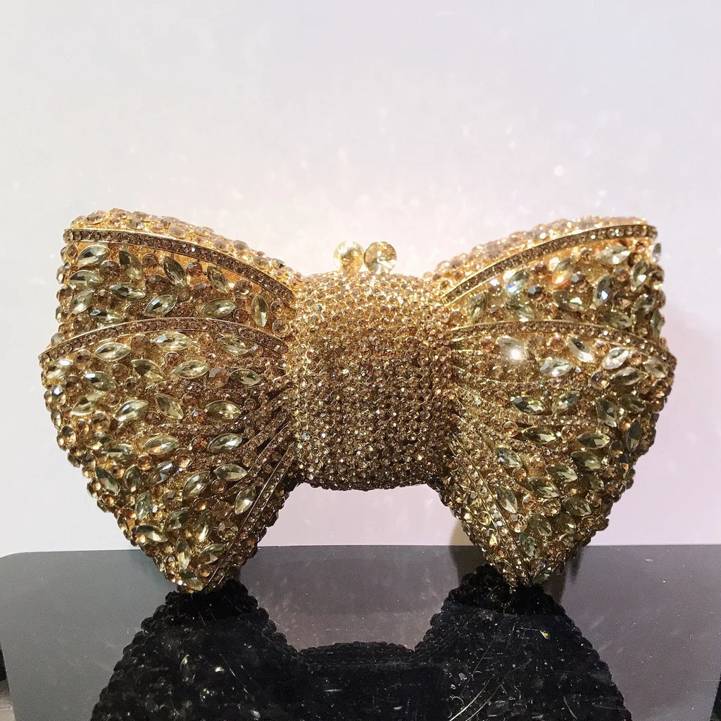 Women's Luxury Rhinestone Bow Wedding Evening Clutch Bag