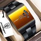 Men's Rectangle Quartz Stainless Steel Watch with Box