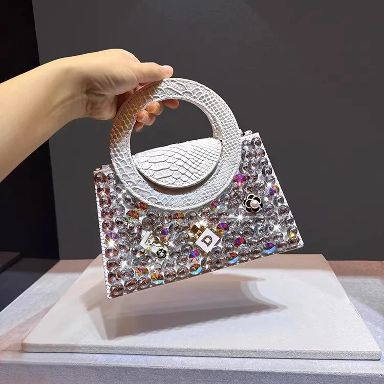 Women's Fashion Rhinestone Minaudiere Crossbody Handbag
