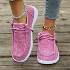Women's Solid Lace-Up Flat Loafers Comfortable Casual Shoes