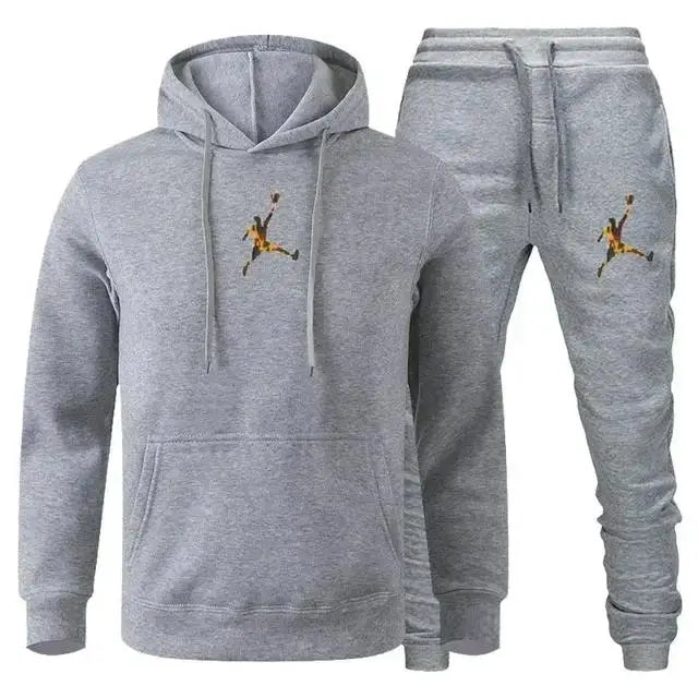 Men's Hooded Pullover and Jogger Pants Two-Piece Set