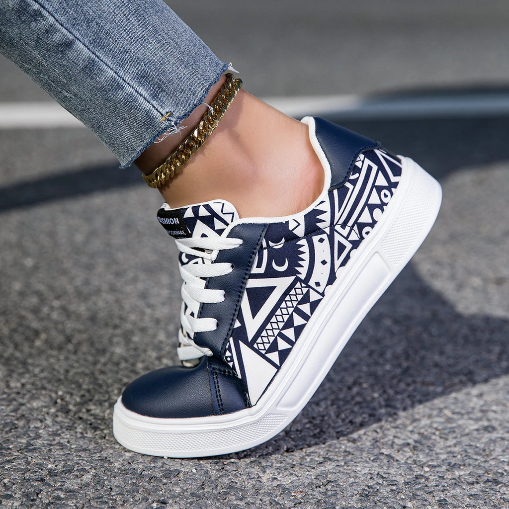 Women's Lightweight PU Skateboard Sneakers