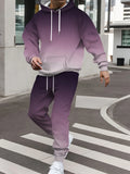 Men's Gradient 3D Pattern Print Hoodie and Pants Two-Piece Set
