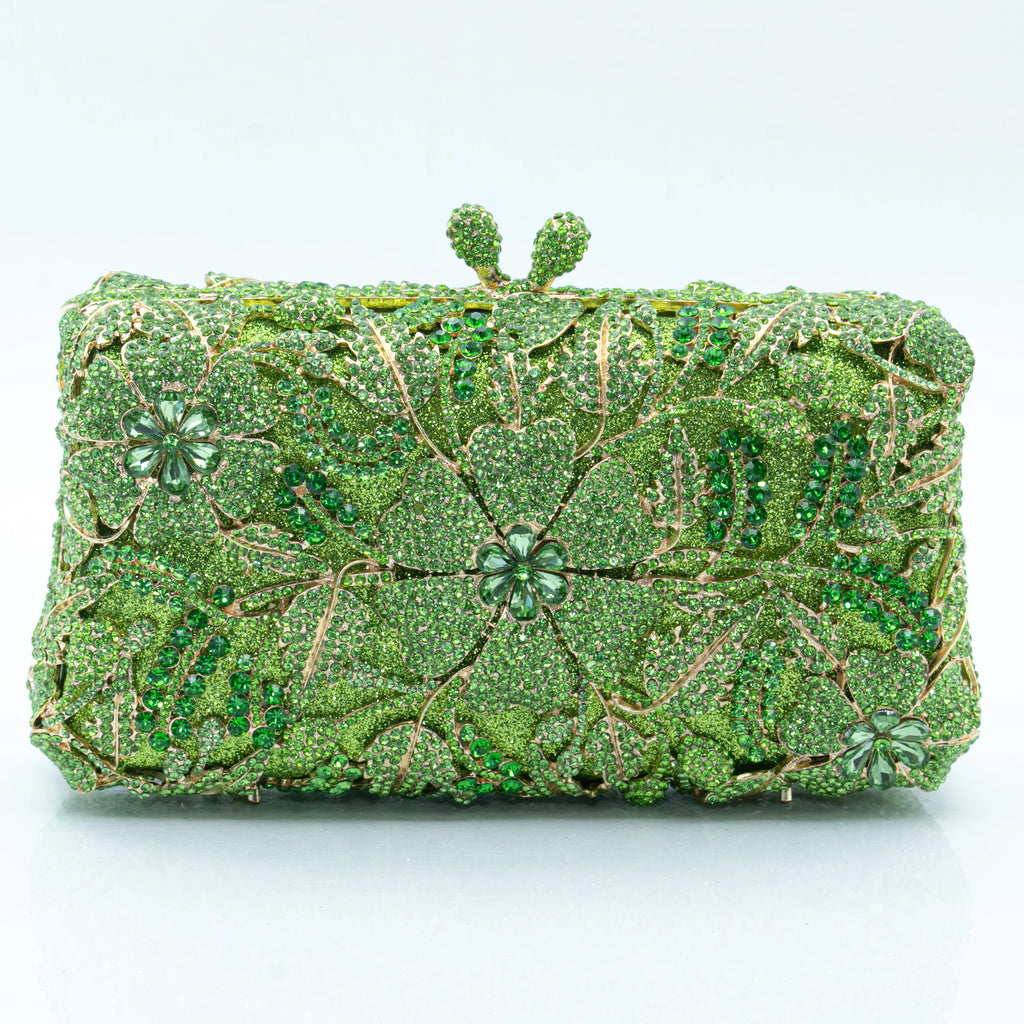Women's Luxury Floral Rhinestone Evening Clutch Bag