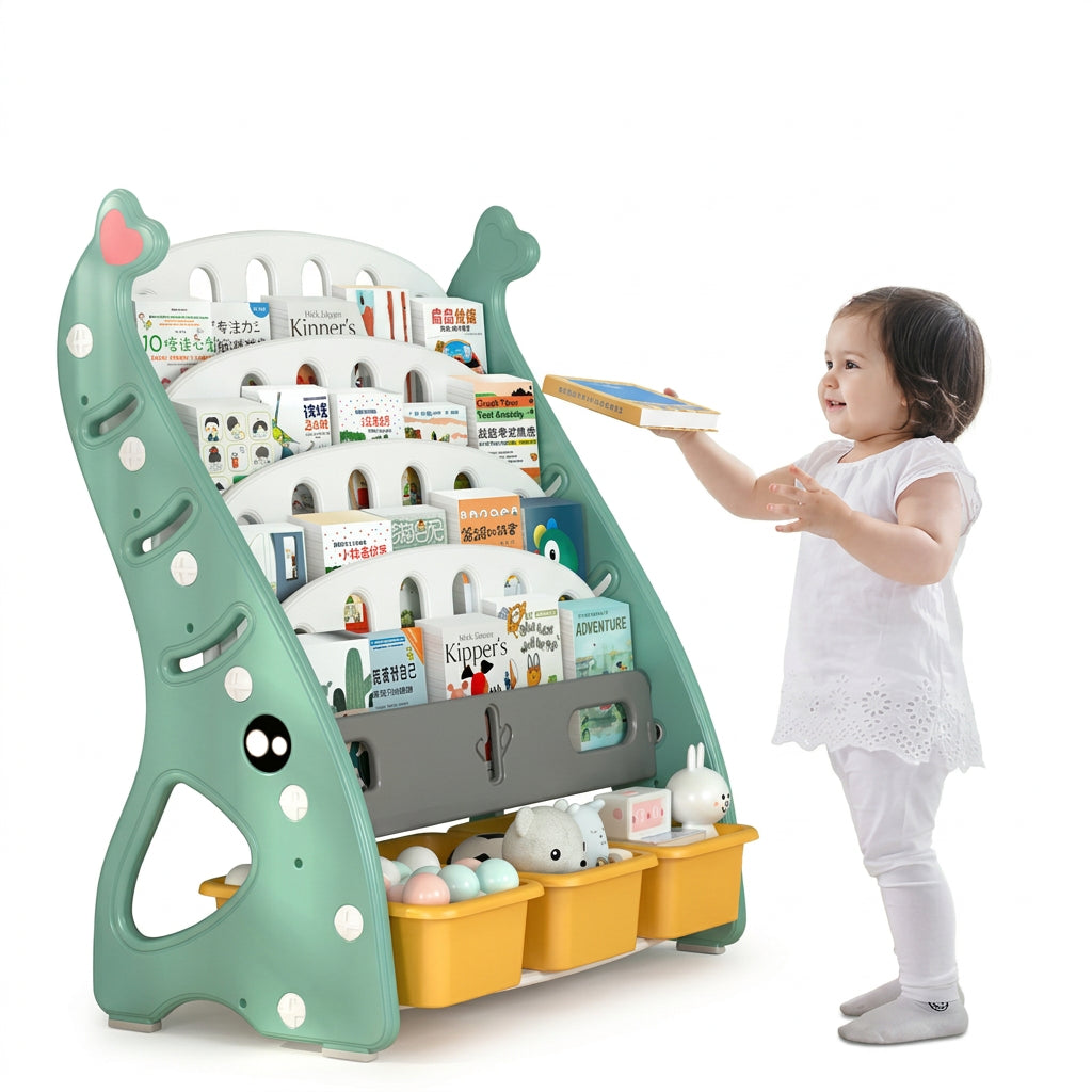 Kids Cartoon Duckling 5-Layer Bookshelf Toy Storage Rack