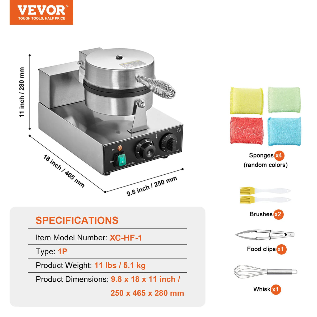 Commercial Electric Stainless Steel Belgian Waffle Maker