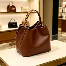 Women's Gold Letter Drawstring Handbag Crossbody Bucket Bag