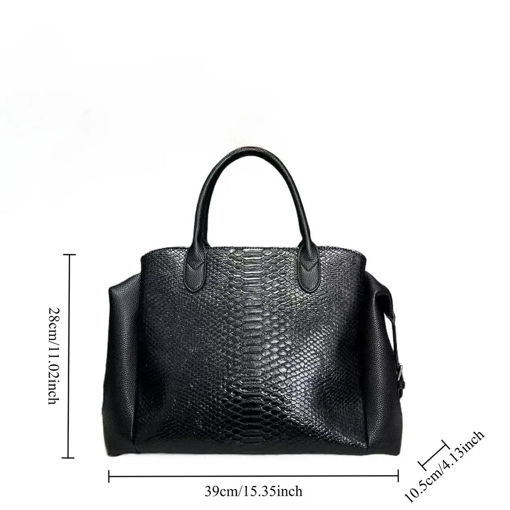 Women's Crocodile Pattern PU Leather Shoulder Tote Bag