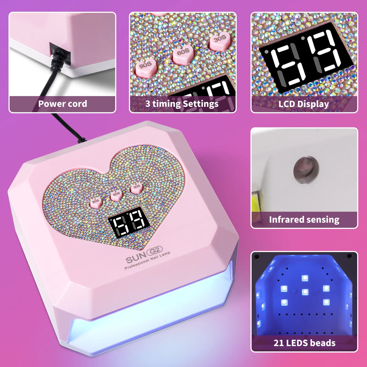 Portable UV Nail Dryer Lamp 21 LEDs for Gel Polish