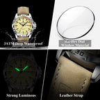 Men's Luminous Waterproof Quartz Leather Watch