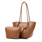 Women's Fashion Solid PU Leather Shoulder Tote Bag