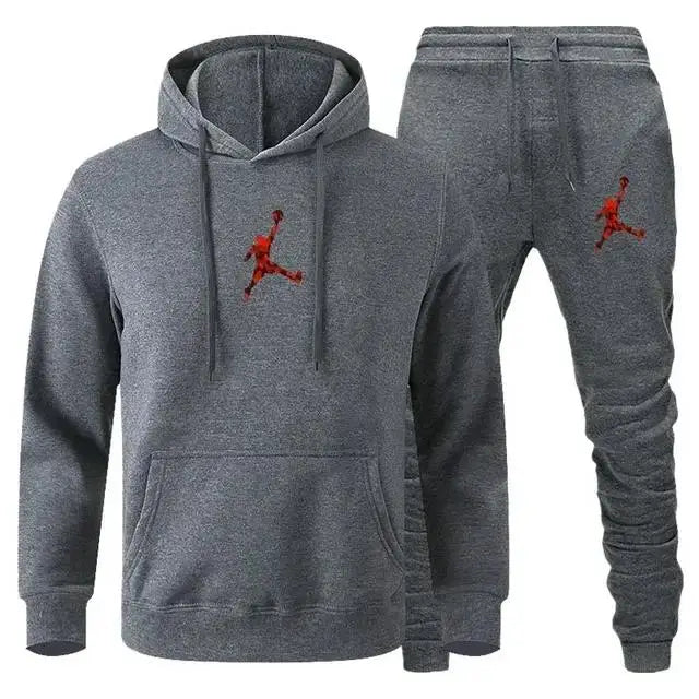Men's Hooded Pullover and Jogger Pants Two-Piece Set