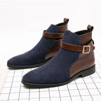 Men's Pointed Toe Buckle Chelsea Ankle Boots