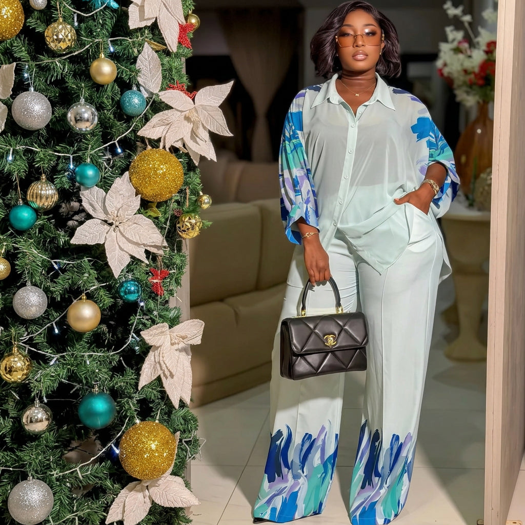 Women's Dashiki Top and Pants Two-Piece Set
