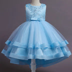 Girls' Sequin Satin Flare Sleeve Princess Party Dress