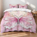 Butterfly Print Microfiber Duvet Cover Set